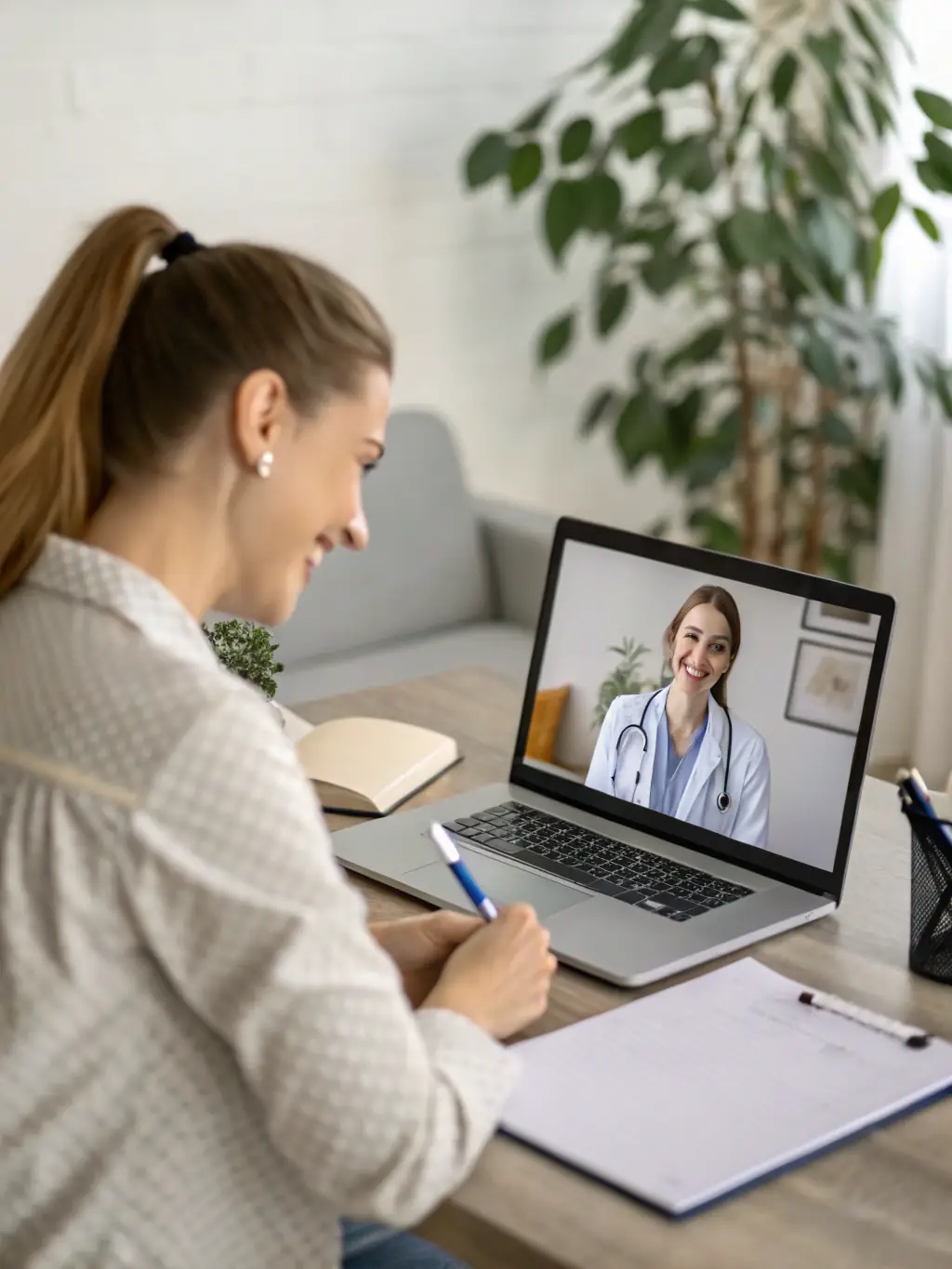 An image of a recruiter conducting a virtual interview with a candidate, used to illustrate Teamique's Hiring Processes services.